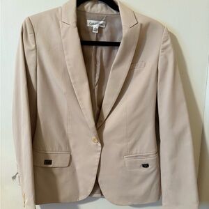 Calvin Klein Tan Blazer with Notched Lapels and Tailored Fit